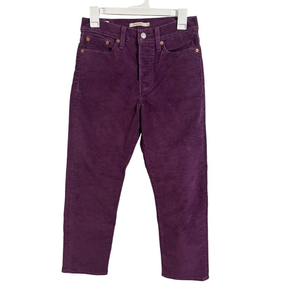 Levi’s Wedgie Straight Purple Corduroy Pants Size 27 White Tab Button Fly